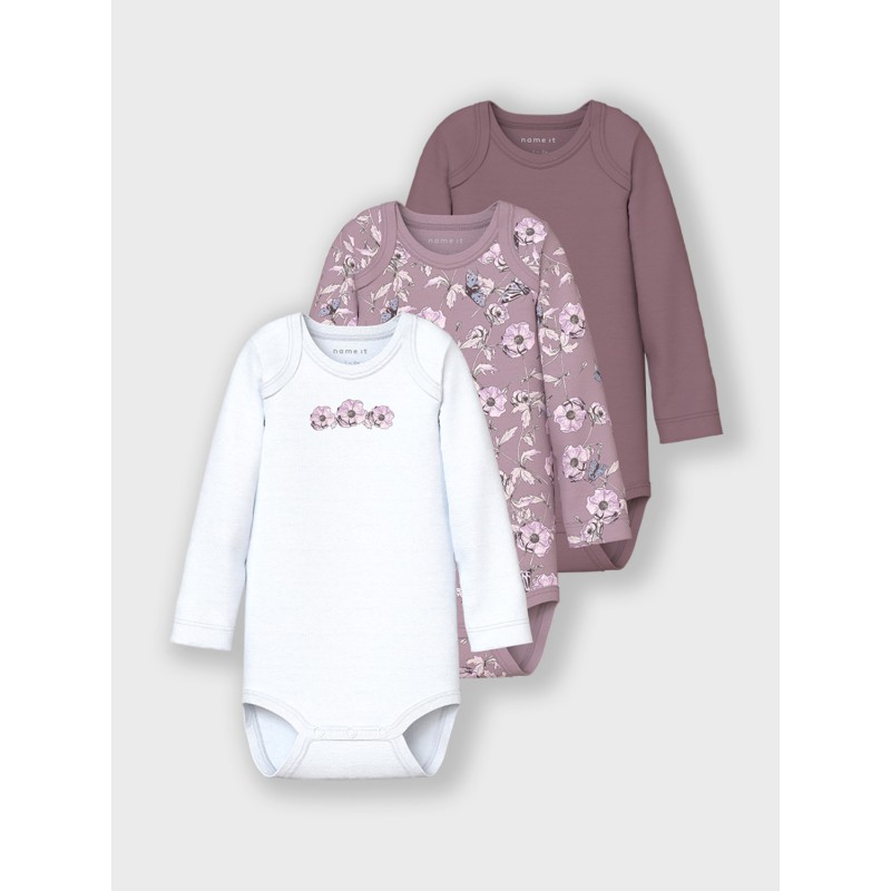 NAME IT Body 3P Langærmet Grape Flower - Grape Shake