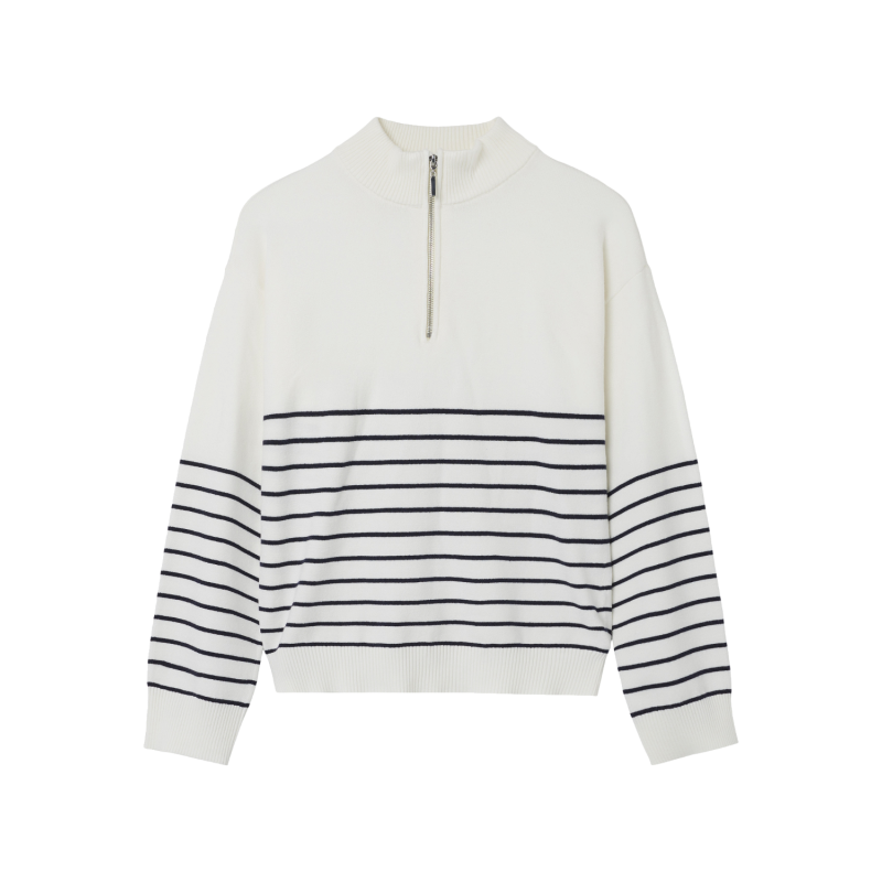 LMTD Kacy Langærmet Half Zip Knit - Hvid Alyssum