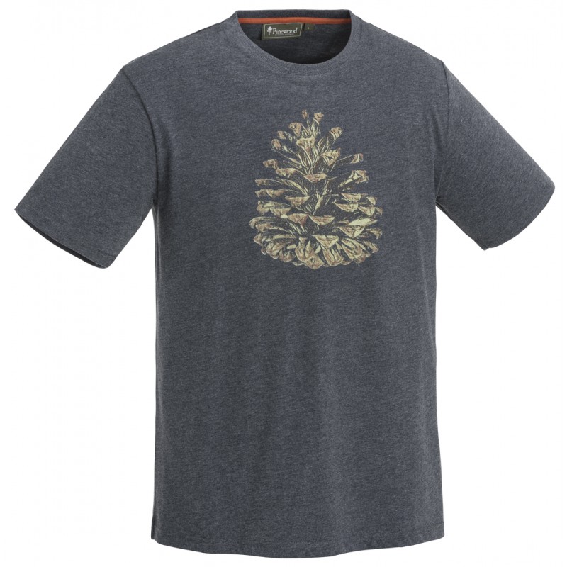 PINEWOOD Kortærmet Logo T-shirt - Blue Melange