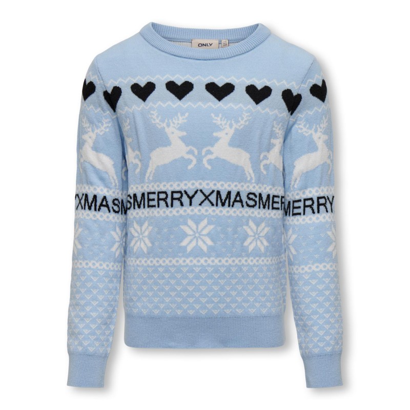 KIDS ONLY Merry Xmas Langærmet O-Neck Box Cs Knt - Cashmere Blue