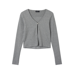 LMTD Kula Langærmet Rib Cardigan - Grey Melange