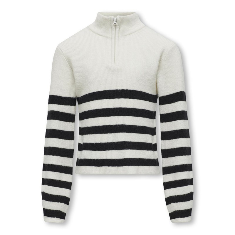 KIDS ONLY Franca Half Zip Langærmet Stripe Knt - Cloud Dancer