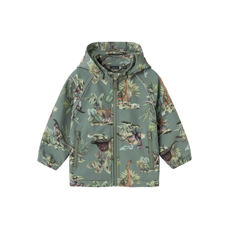 NAME IT Mini Softshell Dino Jakke - Agave Green