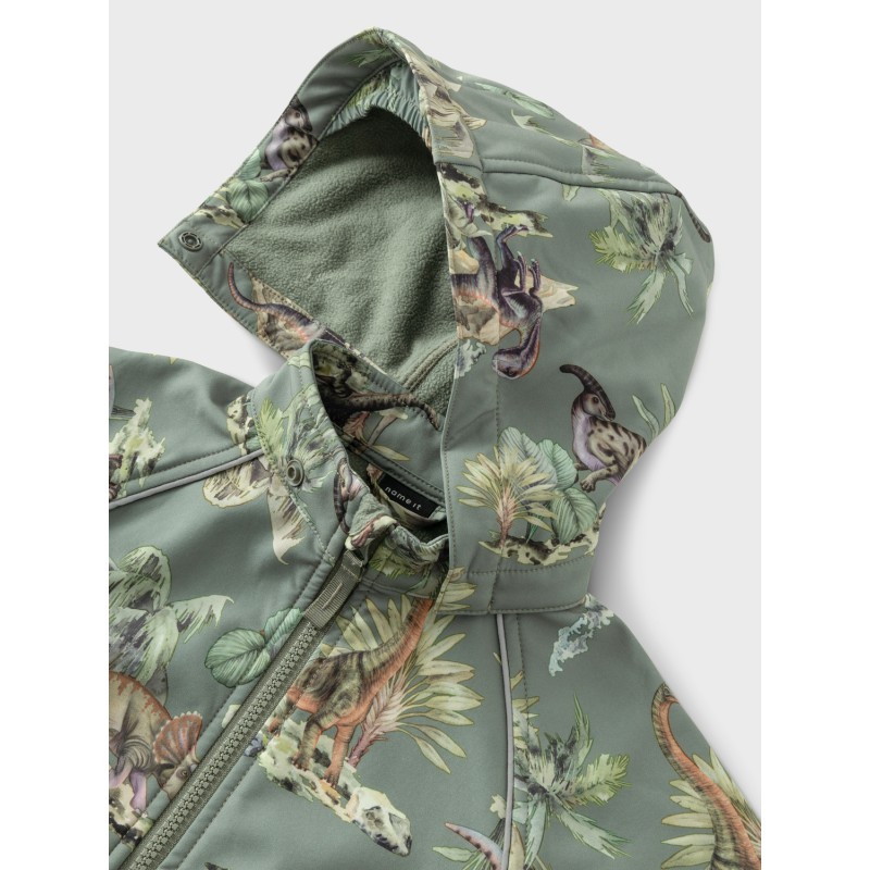 NAME IT Mini Softshell Dino Jakke - Agave Green