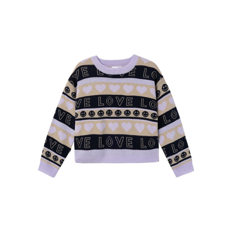 NAME IT Kids Dilippa L/S Kort Strik - Orchid Petal