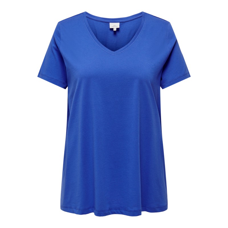 ONLY CARMAKOMA Bonnie Life S/S V-Neck A-Shape Tee - Dazzling Blue