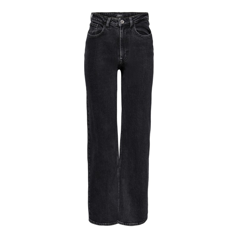 ONLY Juicy Højtaljede Brede Leg Rea244 - Sort Denim