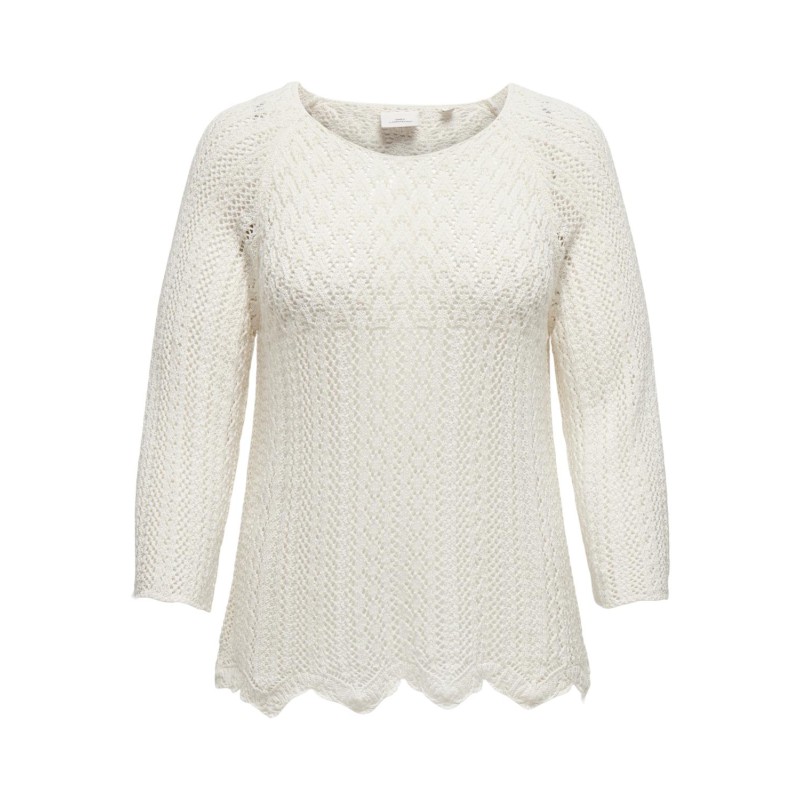 ONLY CARMAKOMA Nola Strik Pullover - Cloud Dancer