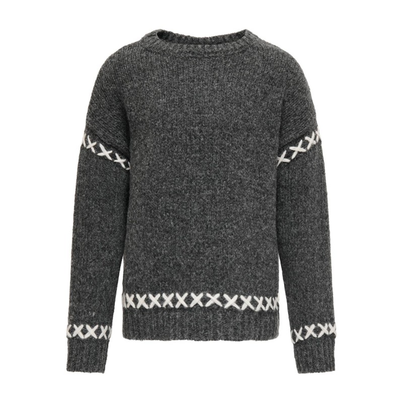 KIDS ONLY Amanda Life Langærmet O-Neck Detail Cs Knt - Dark Grey Melange