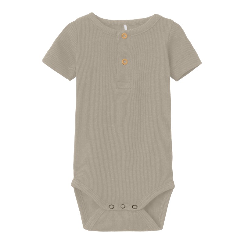 NAME IT Baby Rib S/S Bodystocking - Pure Cashmere