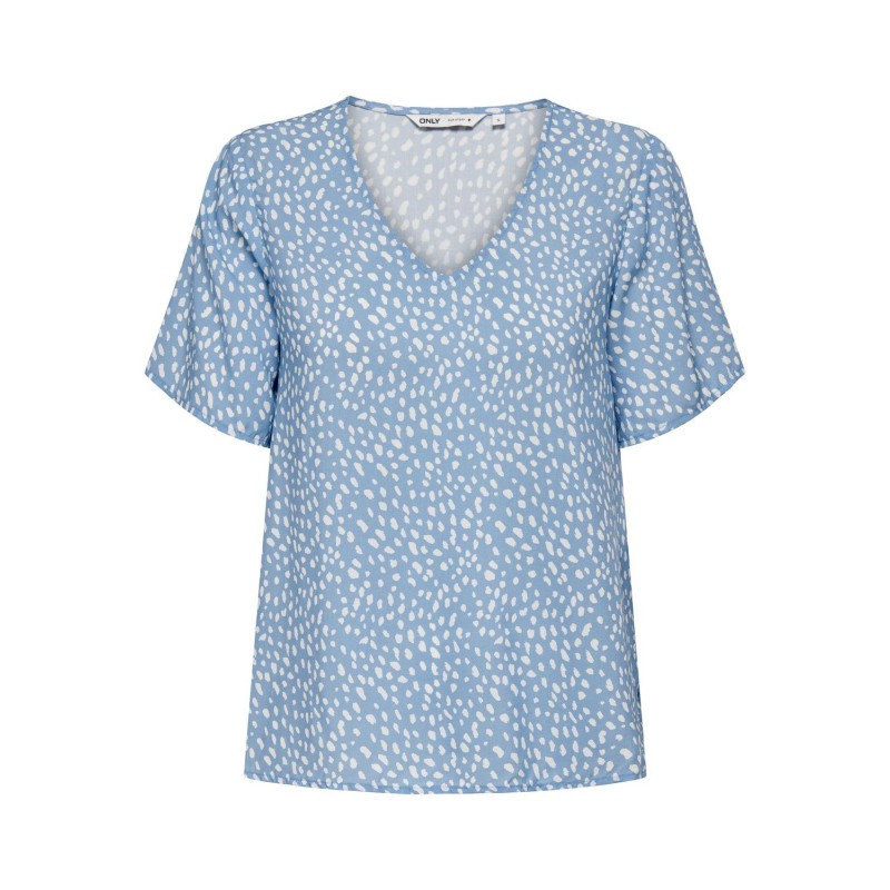 ONLY Susan S/S V-Neck Top Vævet - Blissful Blue