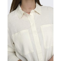 ONLY CARMAKOMA L/S Hør Skjorte - Cloud Dancer