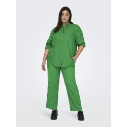 ONLY CARMAKOMA L/S Hør Skjorte - Green Bee