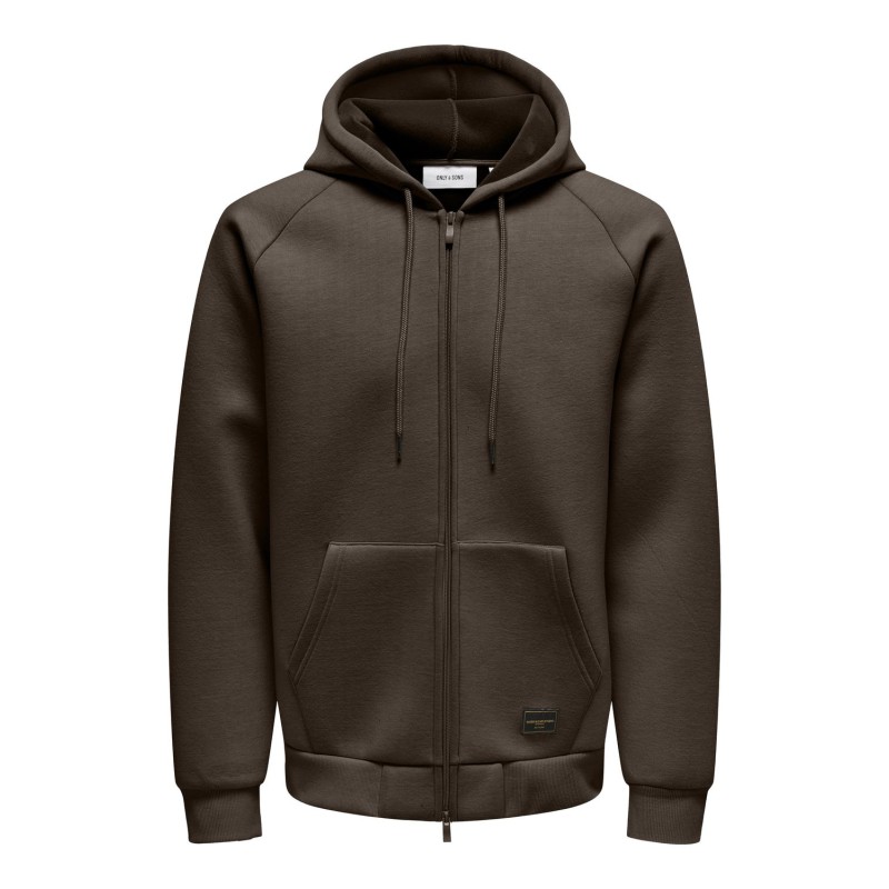 ONLY & SONS Onsbobbey Scuba Full Zip Hoodie Sweat - Major Brown