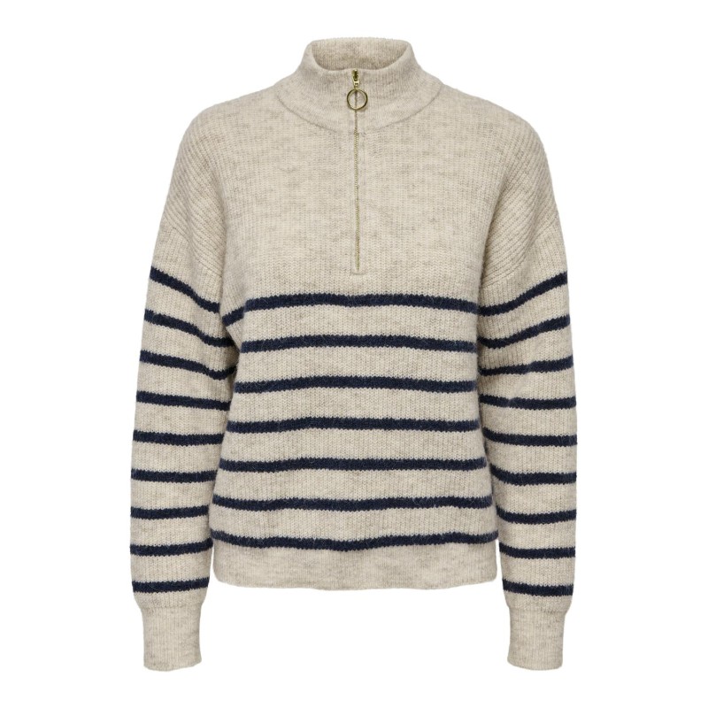 ONLY Tokyo Langærmet Zip Pullover Knt - Pumice Stone
