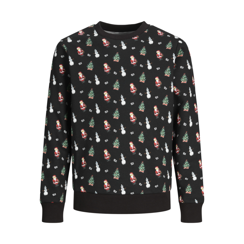 JACK & JONES JUNIOR Jjxmas Merry Aop Sweat Crew Neck Junior - Sort