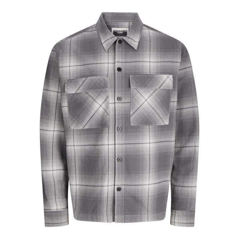 JACK & JONES JUNIOR Jcocharlie Check Overshirt Langærmet Bf Junior - Asphalt