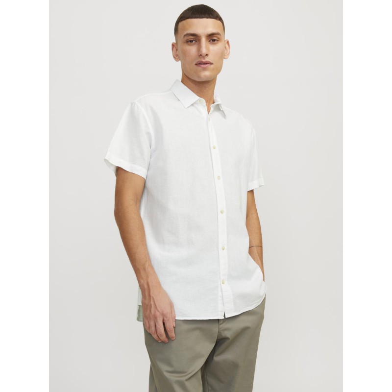 JACK & JONES Esummer Linen Blend Shirt Kortærmet Sn - Hvid