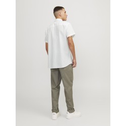 JACK & JONES Esummer Linen Blend Shirt Kortærmet Sn - Hvid