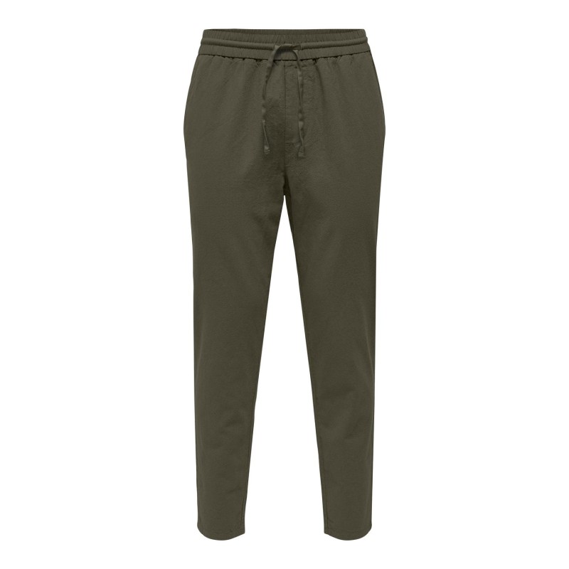 ONLY & SONS Linus Crop Hør Bukser - Olive Night