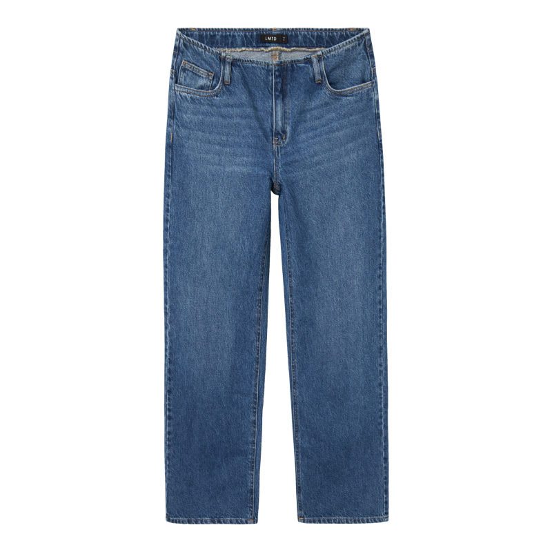 LMTD Kimnolin Lavtaljede Denim Brede Bukser - Medium Blue Denim