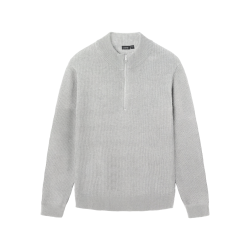 LMTD Nurjos Langærmet Half Zip Knit - Light Grey Melange