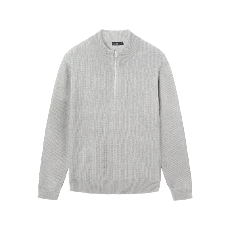 LMTD Nurjos Langærmet Half Zip Knit - Light Grey Melange