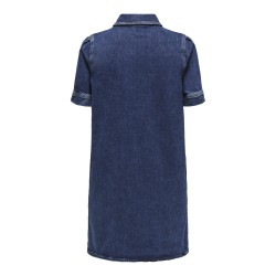 ONLY Capri S/S But Pocket Denim Kjole Cro - Dark Blue Denim