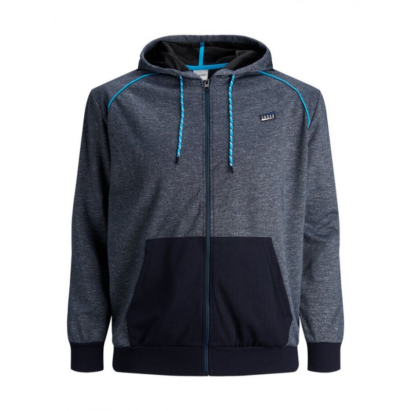 JACK & JONES Plus Colts Sweat Hoodie M. Zip - Blue Melange