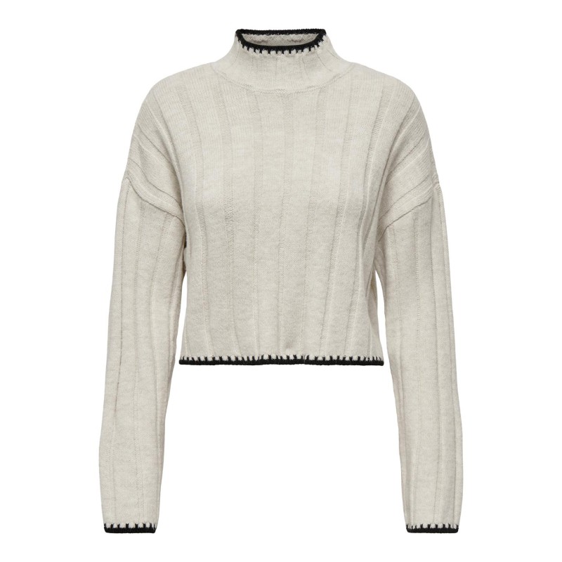 ONLY Chick Stitch Langærmet Highneck Knt - Pumice Stone