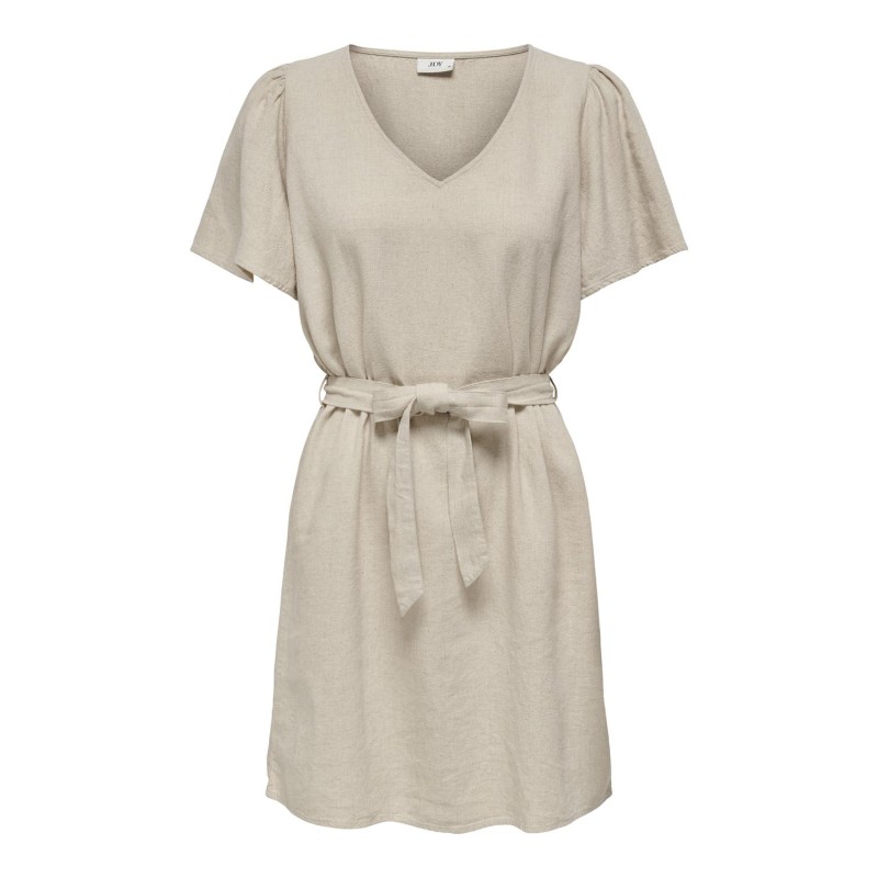 JDY Say S/S Hør Bell Kjole - Oatmeal