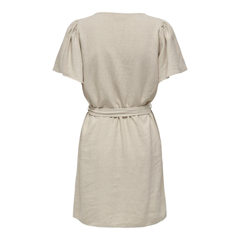 JDY Say S/S Hør Bell Kjole - Oatmeal