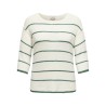 ONLY CARMAKOMA Geena 3/4 Stribet Pullover - Cloud Dancer/Hedge Geen