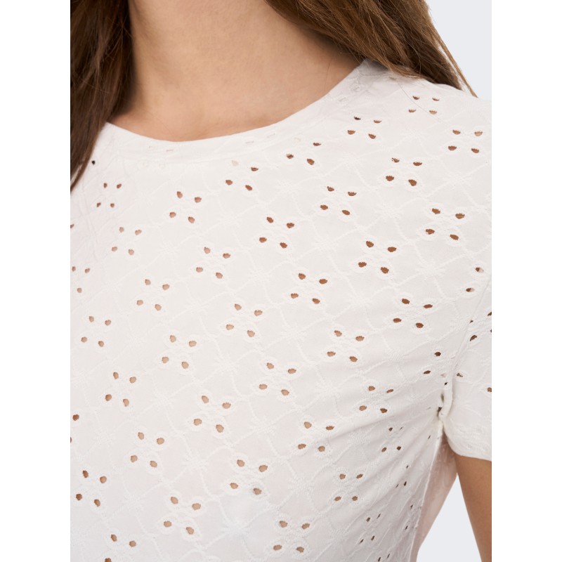 JDY Cathinka S/S Tag Top Jrs - Cloud Dancer