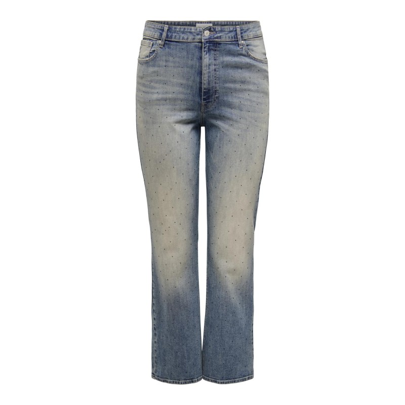 ONLY CARMAKOMA Sui Rhinestone Højtaljede Slim Denim Tai - Medium Blue Denim