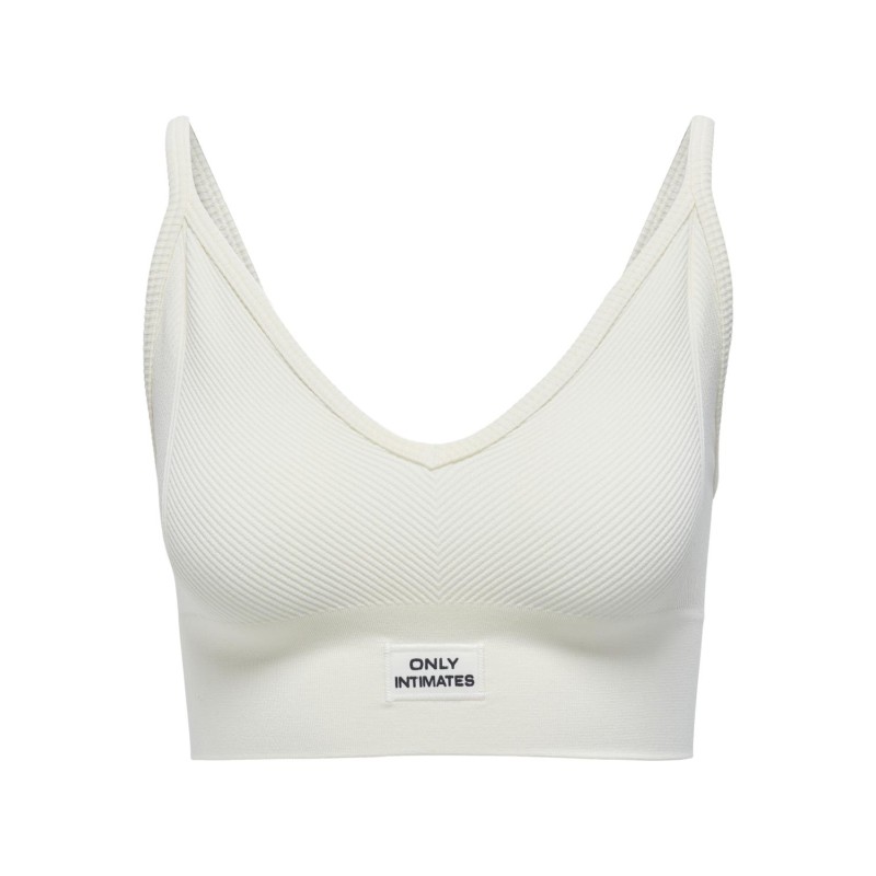 ONLY Danika Ribbed Badge Bralette Acc - Cloud Dancer