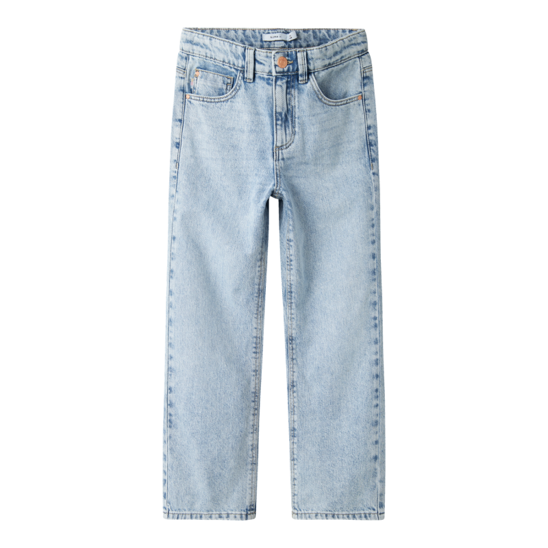 NAME IT Nkfrose Højtaljede Straight Jeans 9222-Be - Light Blue Bleached Denim