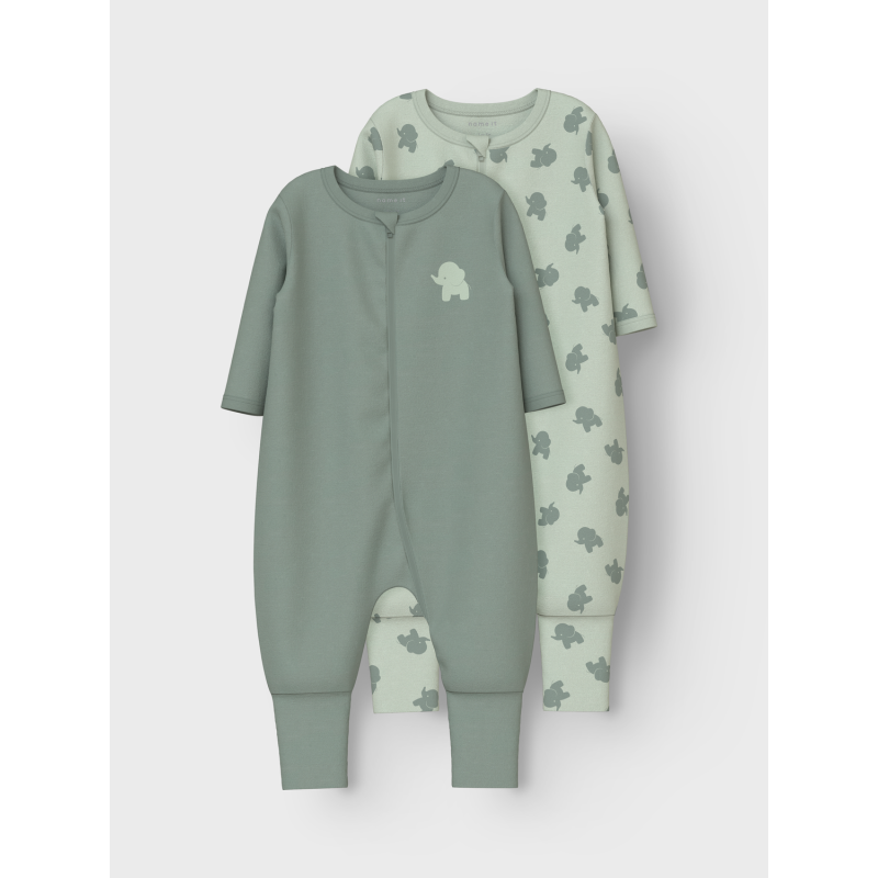 NAME IT Nightsuit 2P Zip Ff Sea Elephant - Sea Foam