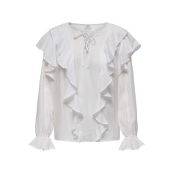 JDY Beth Frill Bluse - Cloud Dancer