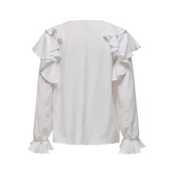 JDY Beth Frill Bluse - Cloud Dancer