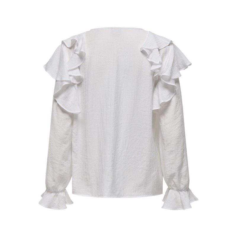 JDY Beth Frill Bluse - Cloud Dancer