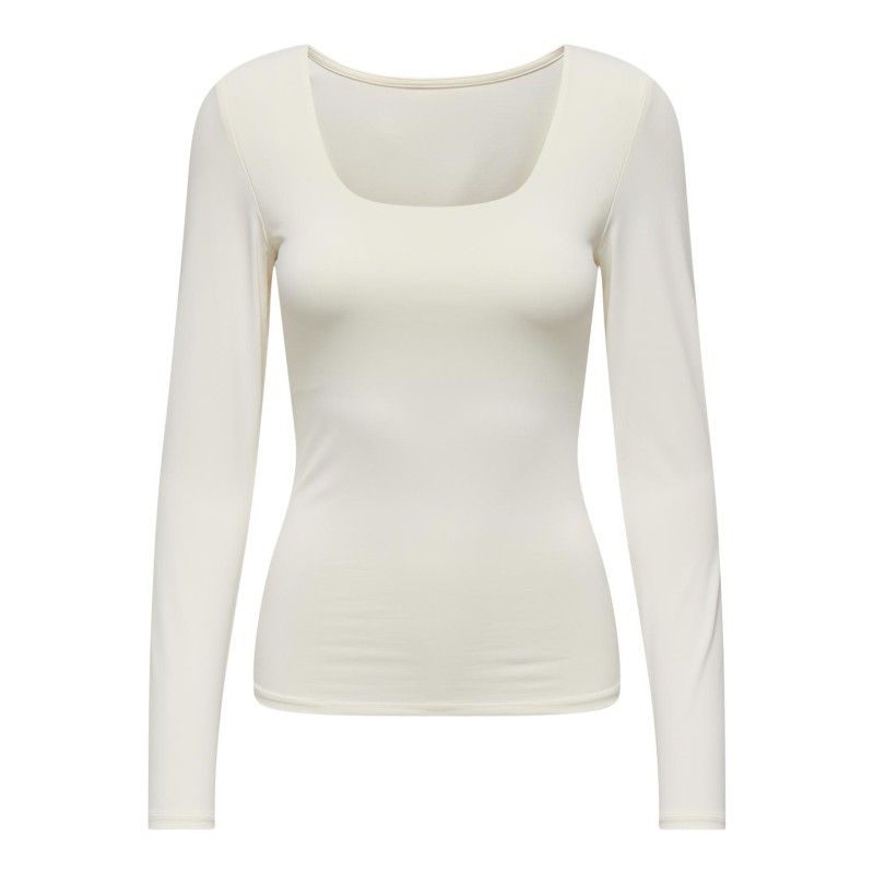 ONLY Ea Langærmet 2-Way Deep Neck Top Jrs - Cloud Dancer