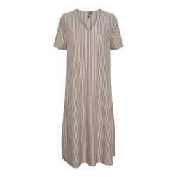 PIECES Pcpenny Kortærmet V-Neck Midi Kjole Camp Mm - Fossil
