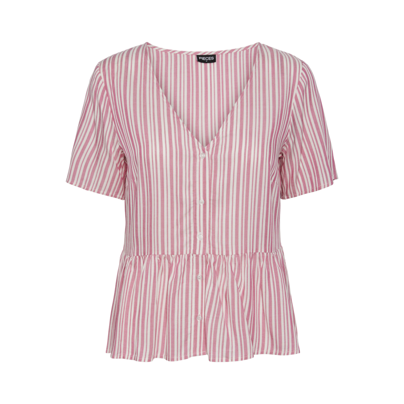 PIECES Pcalvina Kortærmet Button Down Top - Ibis Rose