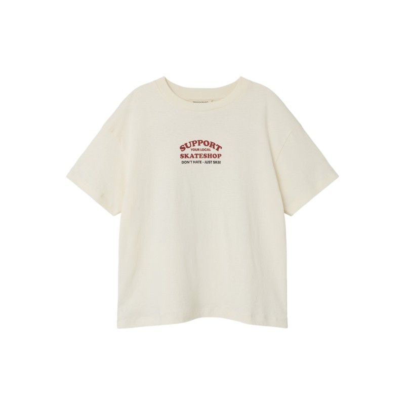 NAME IT Kids Lasso S/S T-shirt - White Swan/Rød