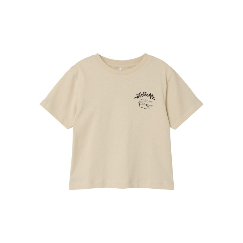 NAME IT Kids Lasso S/S T-shirt - White Swan/Sort