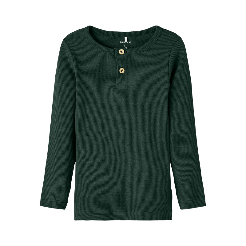 NAME IT Mini Rib L/S Top - Pine Grove