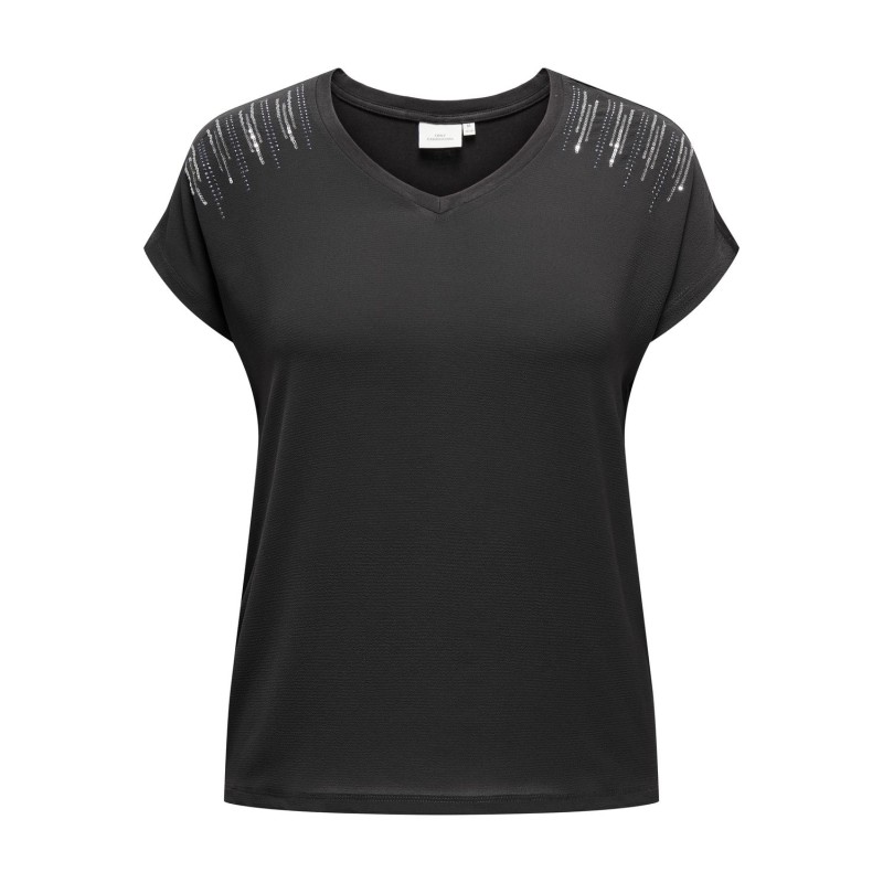 ONLY CARMAKOMA Louisa Capsleeve Mix Tee Jrs - Phantom