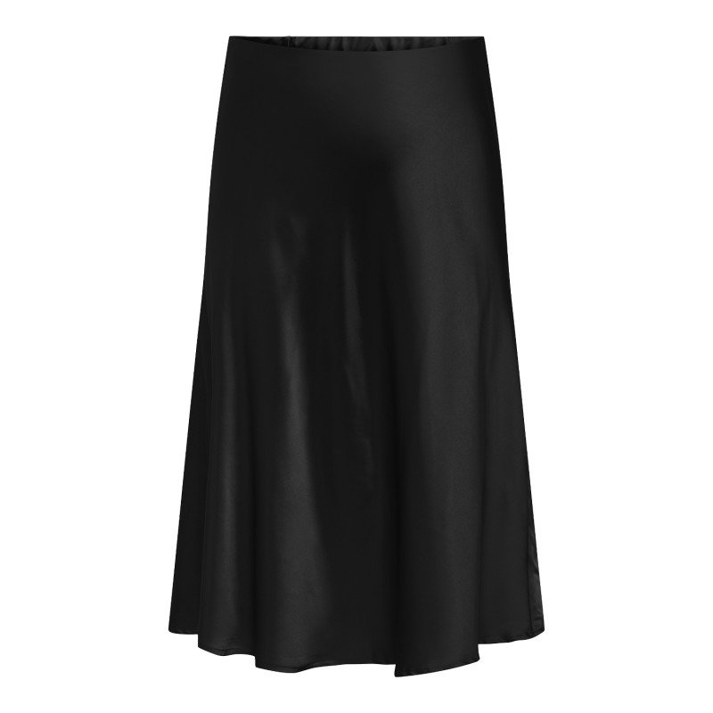 ONLY CARMAKOMA Domina Satin Calf Skirt Vævet - Sort