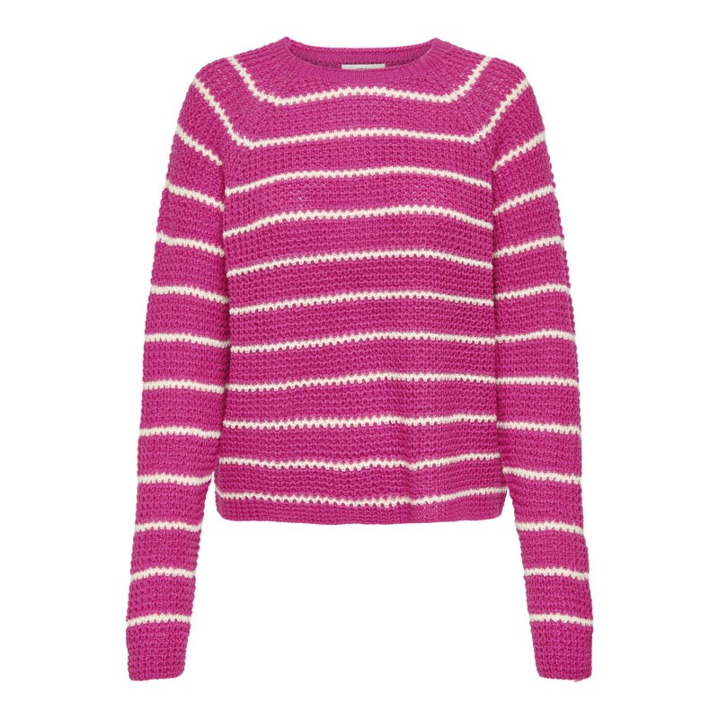 JDY Ellen L/S Ragla Strik Stribet Pullover - Rose Violet